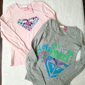 Lot of 2 Roxy size 5 and 6 long sleeve cotton tees